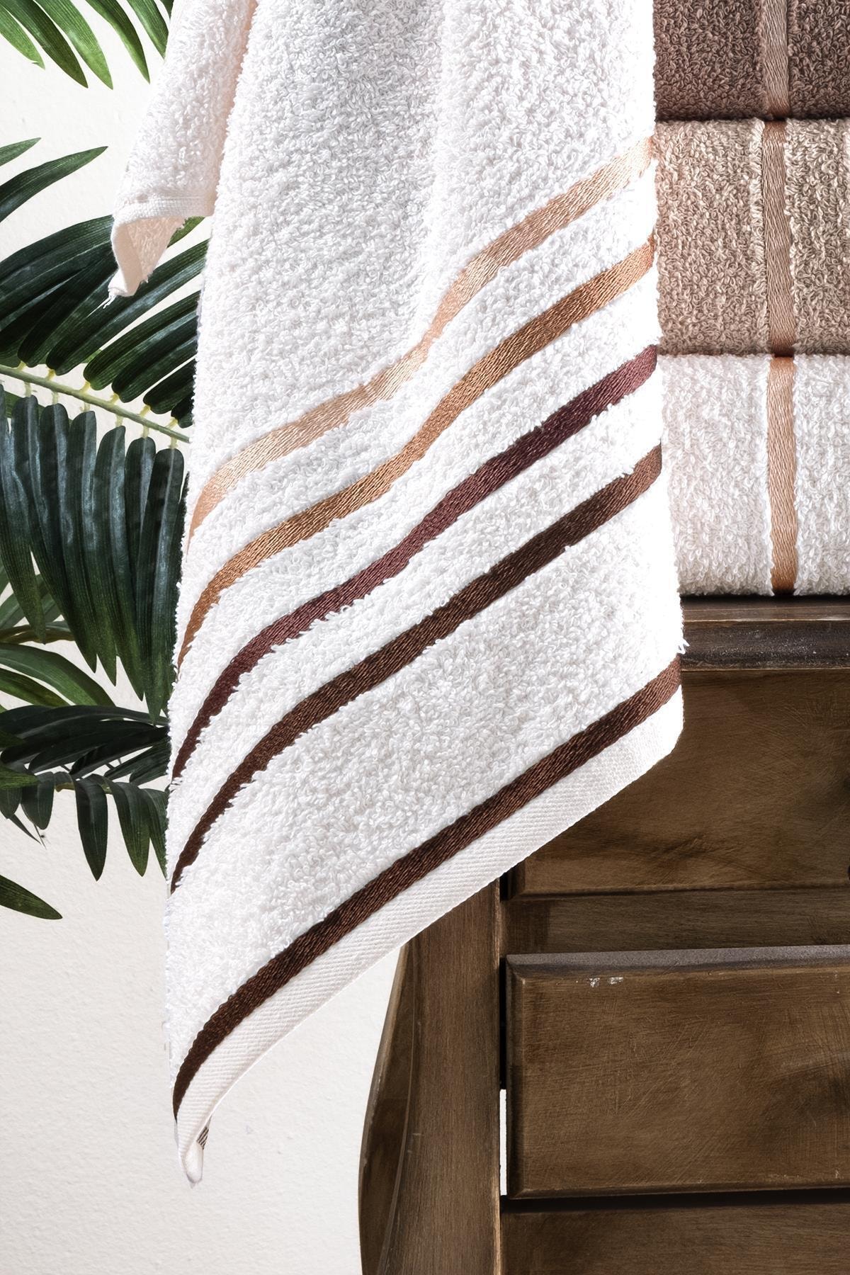 Mürdüm Home  6 Parça Banyo Havlu Seti | Hamam Takımı | Çeyiz Seti HS-STRIPE 