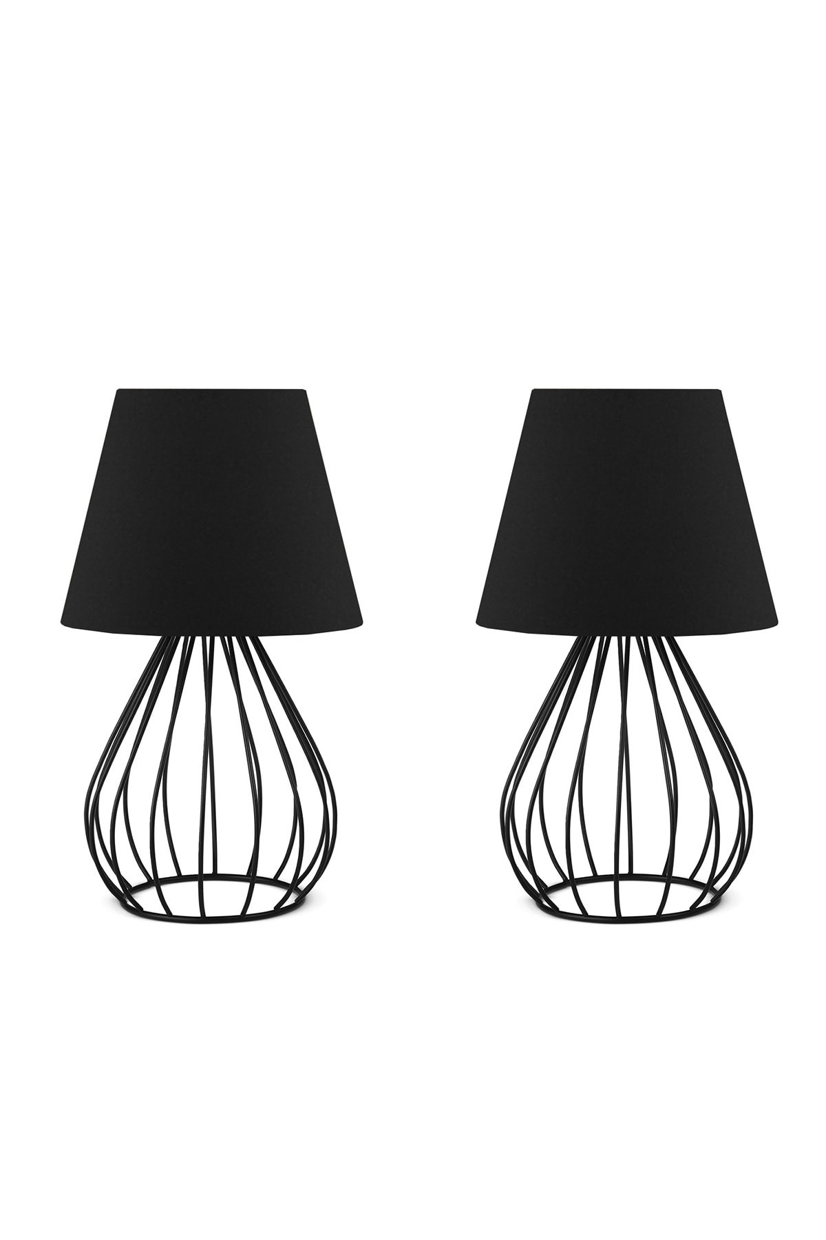 HOMİNG  Siyah Kumaş Metal Gövdeli Ikili Abajur Seti Ayd-2599 AYD-2599 