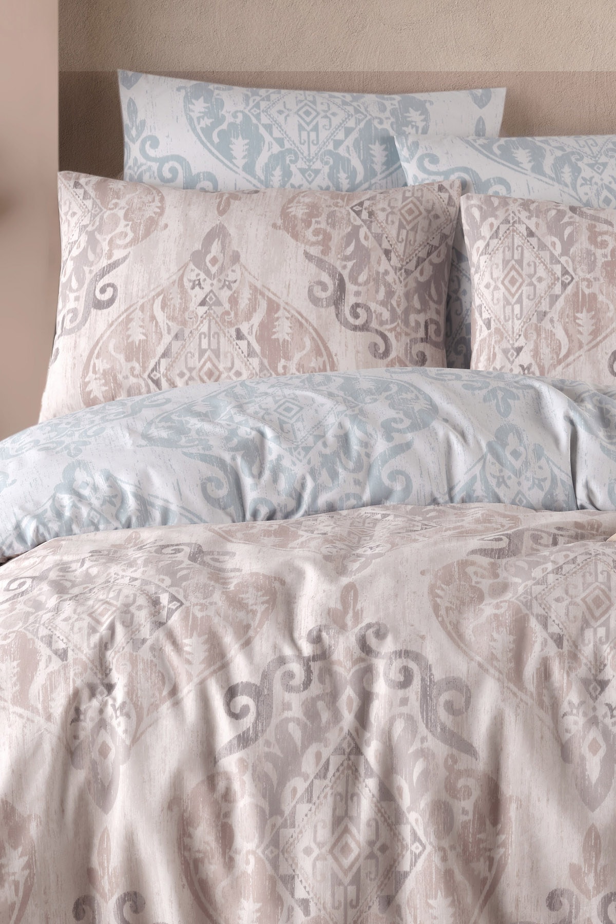 Ev & Ev Home  Mature Nevresim Seti Çift Kişilik Hitit Hisar S.kahve-mint Ep-028724 