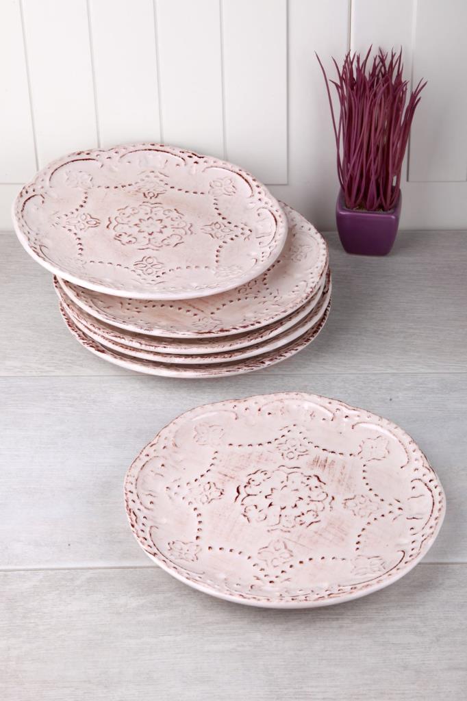 Eskitme Yuvarlak 6 Lı Pasta Tabağı
